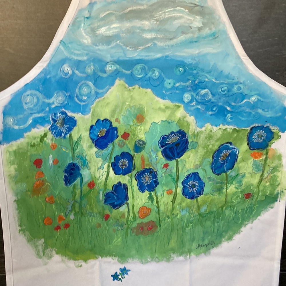 New Cotton Canvas Apron w Original Artwork by Laura Hansen Designs Poppy Field